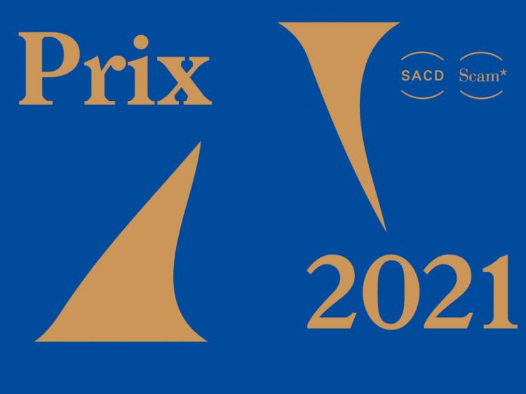 visuel en bleu et doré avec prix SACD-Scam 2021